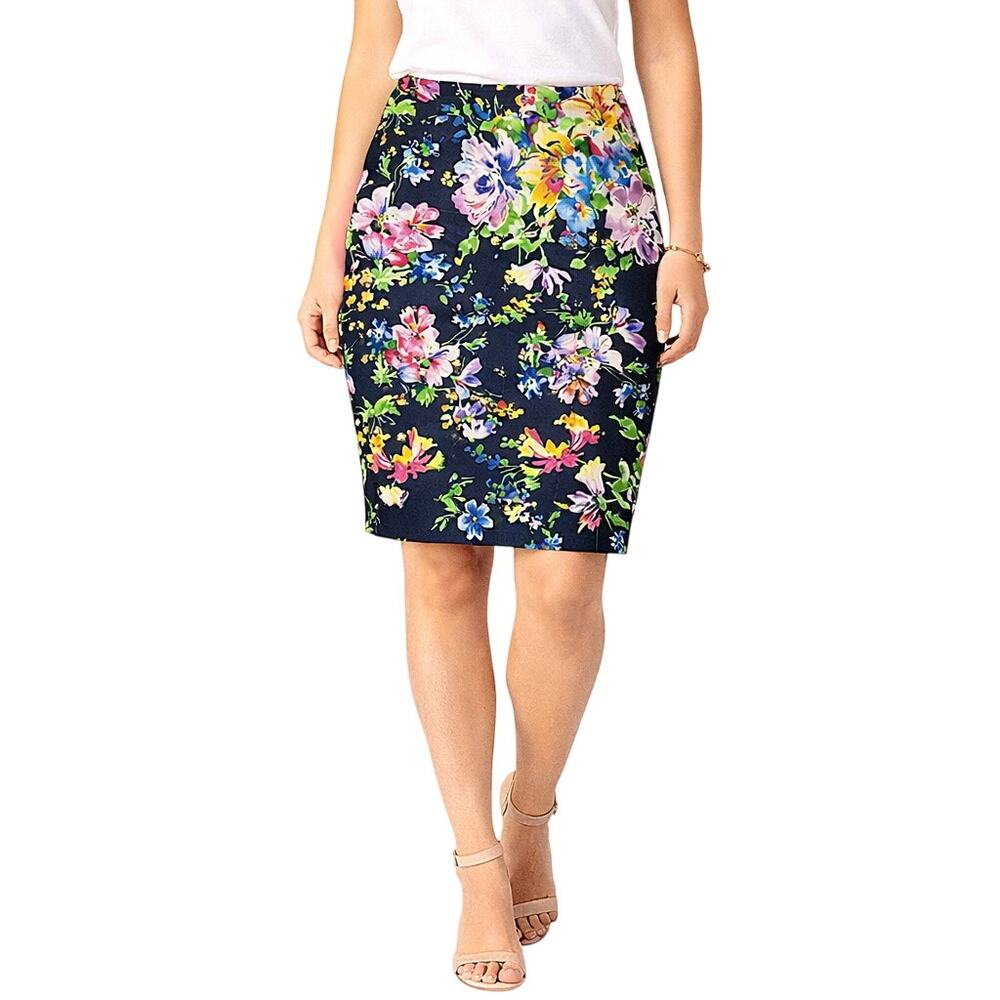 Lauren Ralph Lauren Women's 10 Floral Pencil Skirt Cotton Stretch
